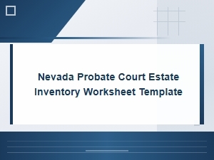 Nevada Probate Estate Inventory Worksheet Template